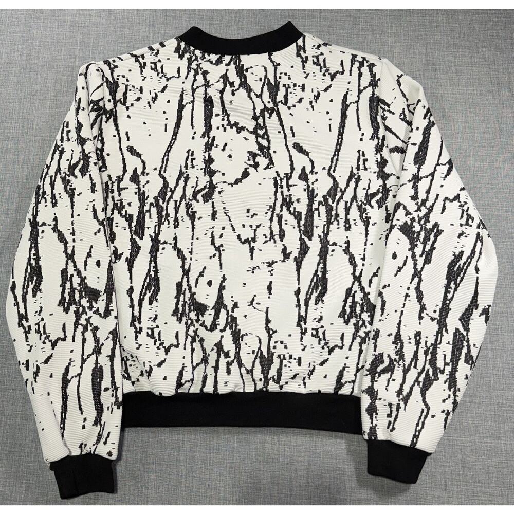 Missguided Womens Black White Abstract Print Bomber Jacket Full Zip L/XL - Picture 8 of 8